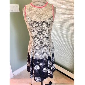 Jessica Simpson Black and Ivory Lace Dress
